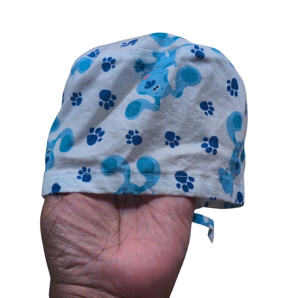 Blue’s Clues Scrub Cap Hat Blue Dog‎ Paw Print Tie Back Medical Nurse Surgical